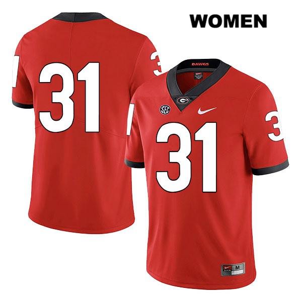 Georgia Bulldogs Women's Reid Tulowitzky #31 NCAA No Name Legend Authentic Red Nike Stitched College Football Jersey PHJ0656WE